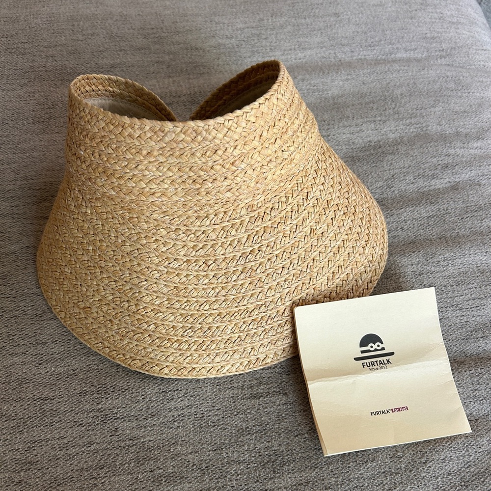 “FURTALK” Women's Tan Straw Visor Hat
